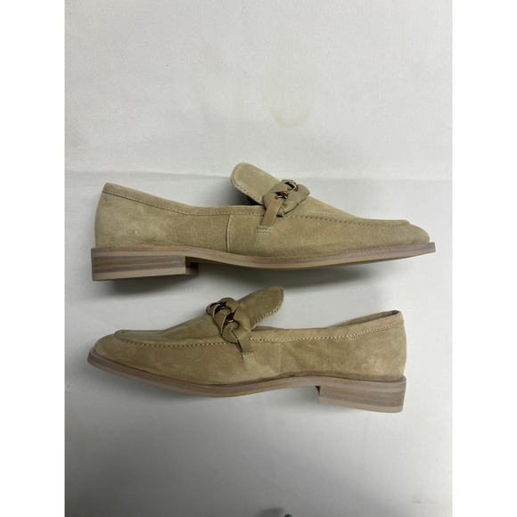 New Dolce Vita Tan Suede Braided Chain Loafers Almond Toe Slip On Shoes 7.5 - Picture 4 of 7